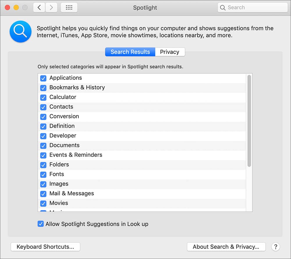 Customize Spotlight Search Location on Mac