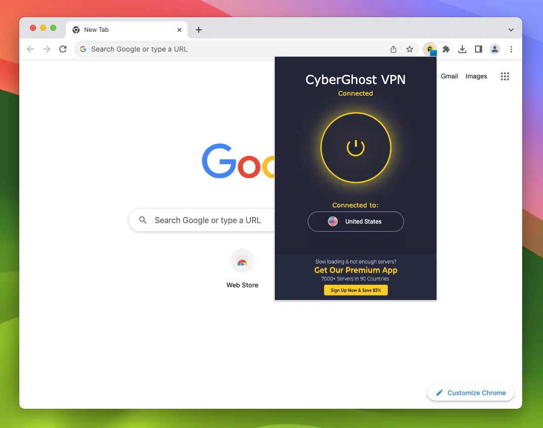 CyberGhost VPN on Chrome