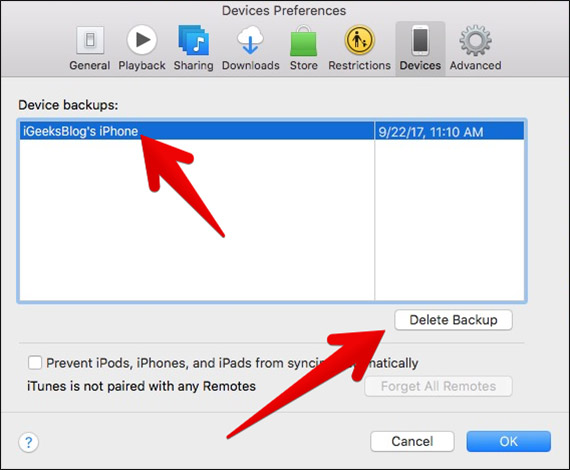 Delete iPhone Backup from Mac