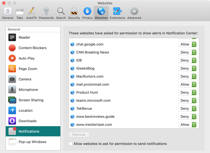 Disable Notifications For Websites Safari
