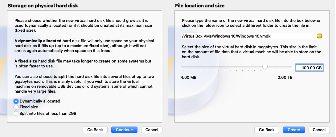 Dynamically allocated and Disk Size