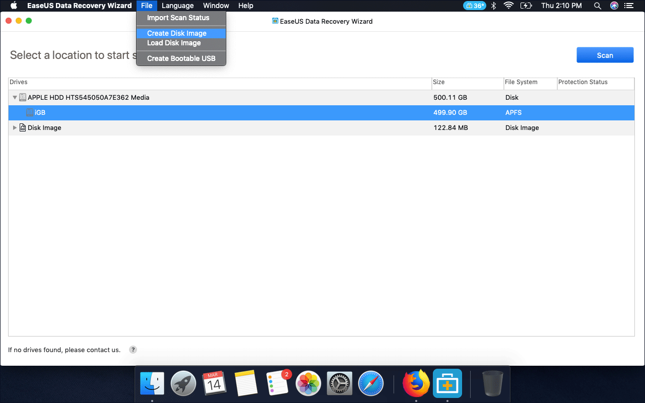 EaseUS Mac Data Recovery User Interface