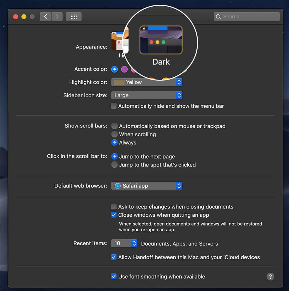 Enable Dark Mode on Mac