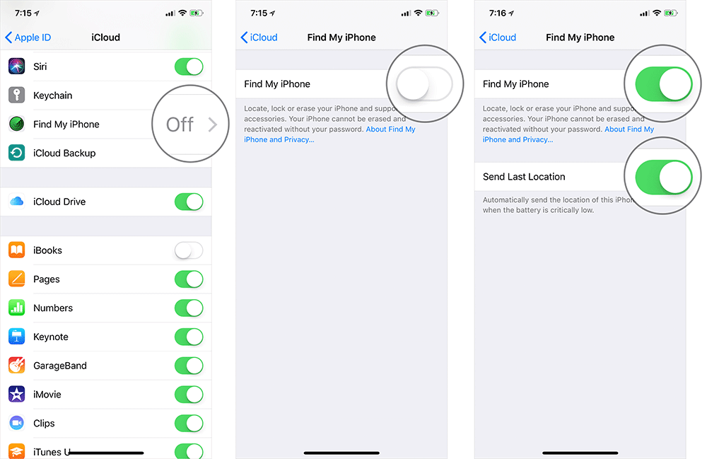 Enable Find My iPhone