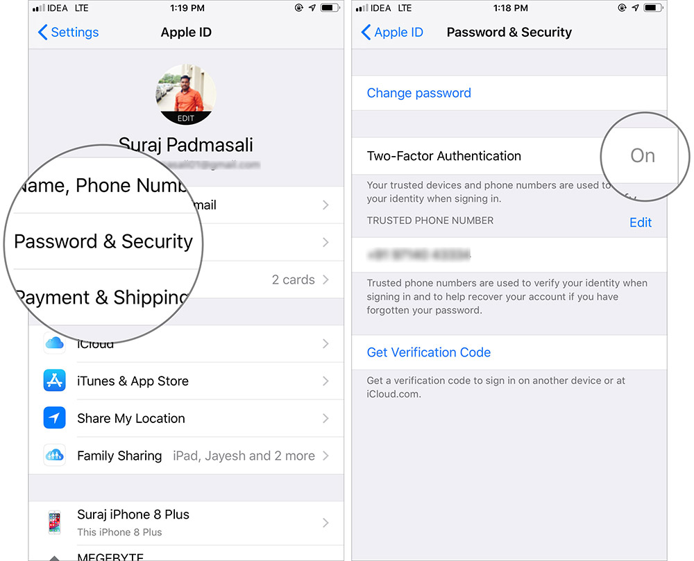 Enable Two-factor authentication for Apple ID on iPhone