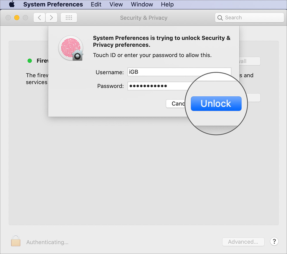 Enter Password and Clock on Unlock on Mac