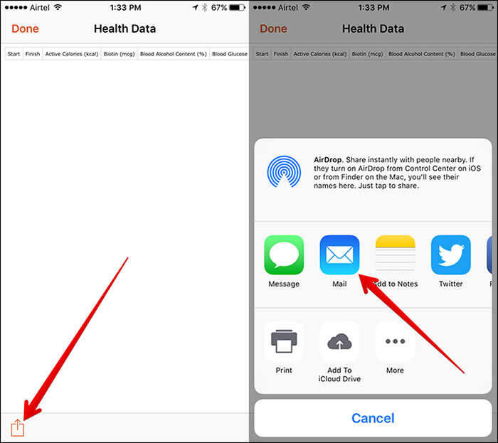 Export Health Data in iOS 10 Using QS iPhone App