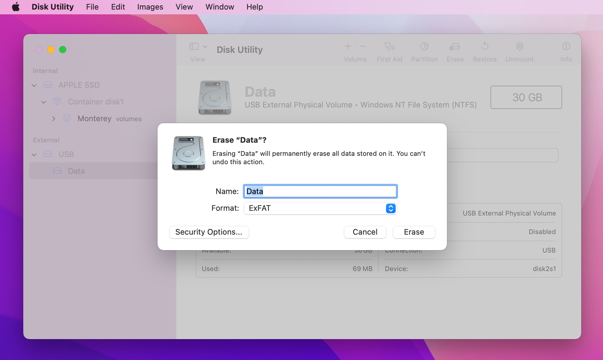 Format USB Drive with ExFAT