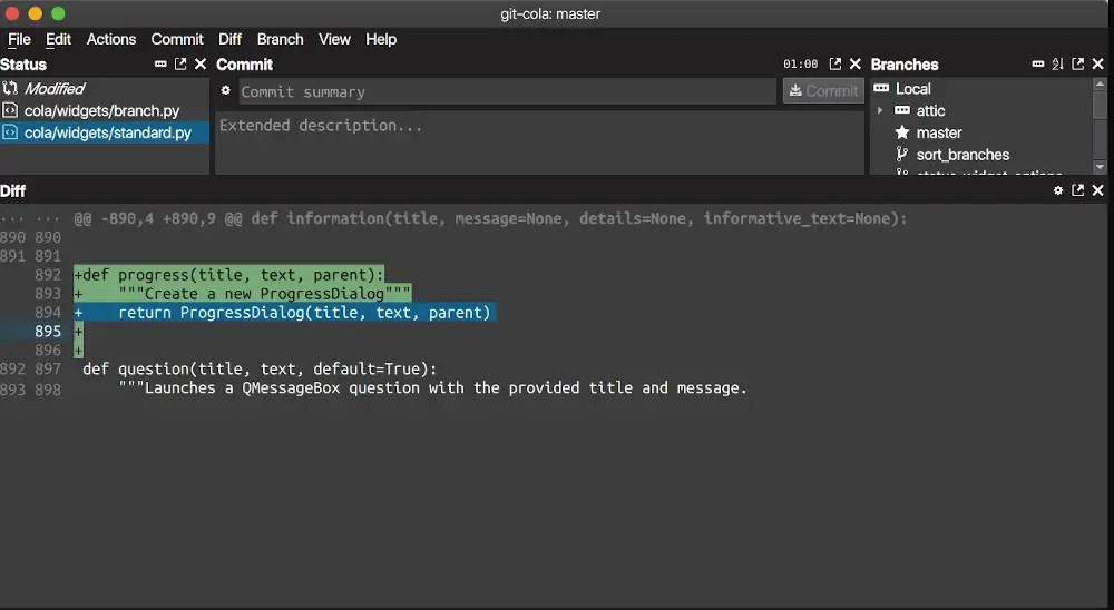 Git Cola - Highly Caffeinated Git GUI