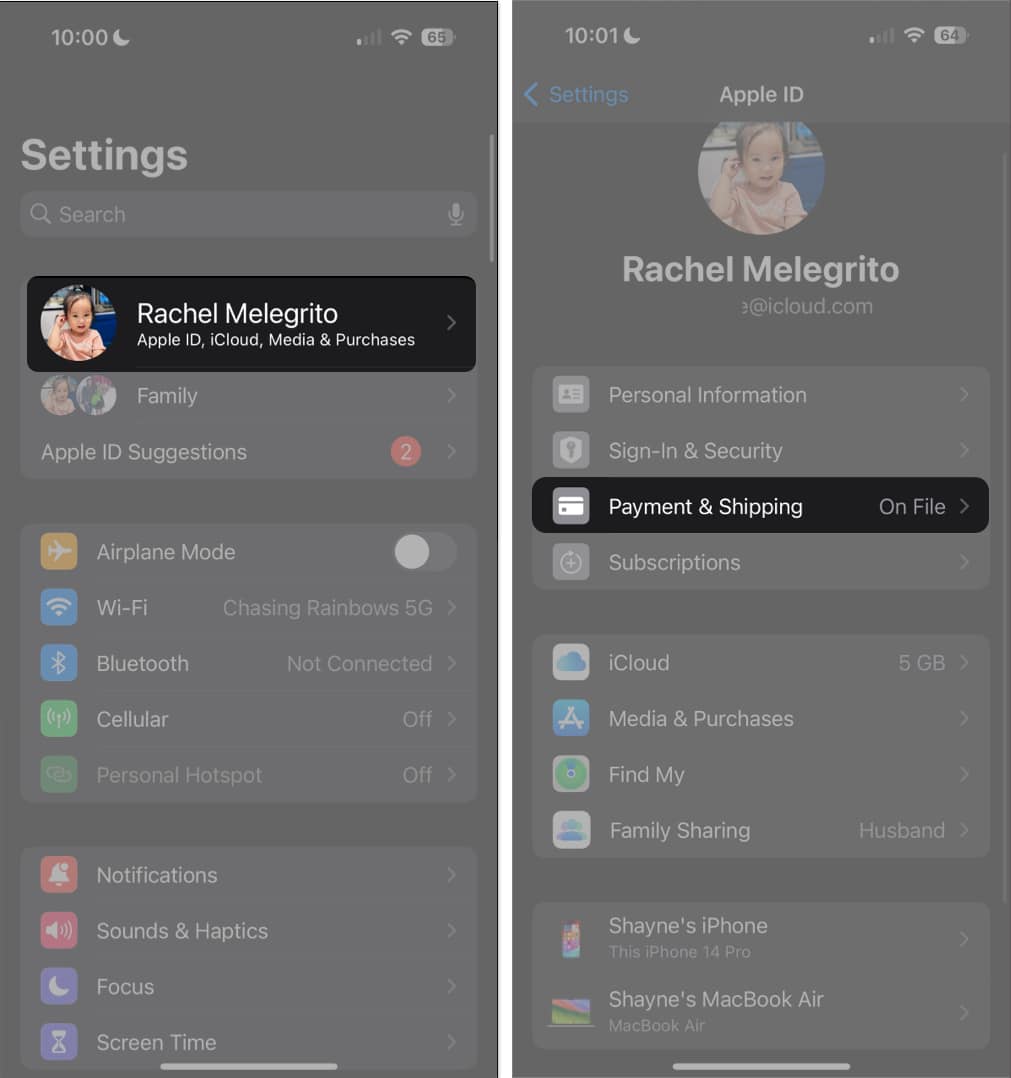 Go to apple id and select payment and shipping Go to Apple ID and Select Payment and Shipping