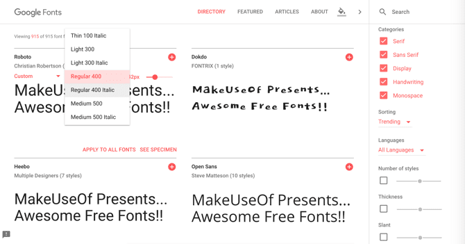 Google Fonts Free Web Ready Font Famalies