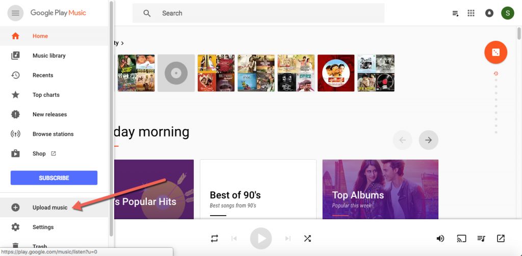 Google Play Music web page