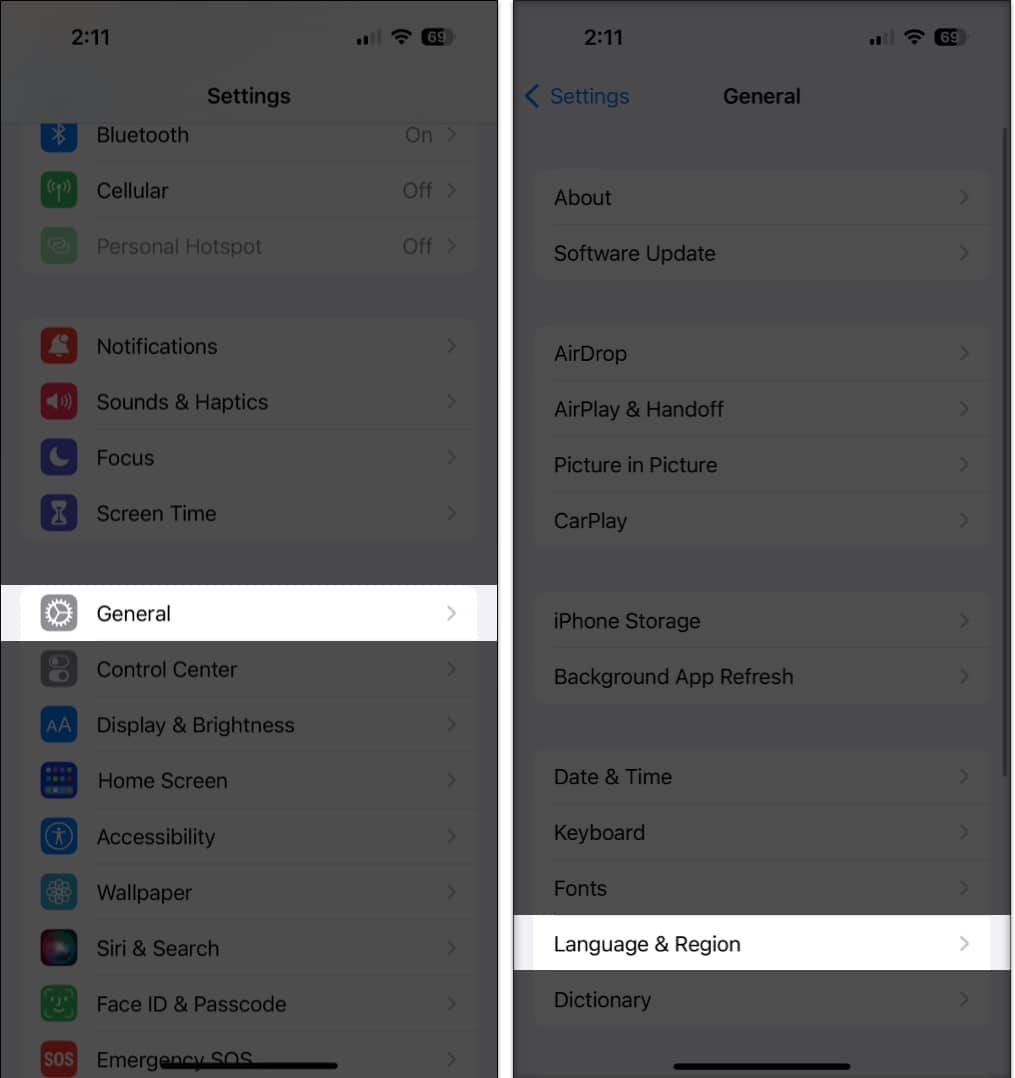 Change your region, open Settings, General and select Language & Region