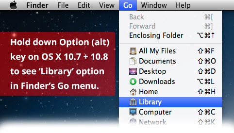 Mountain Lion Hidden Library Menu