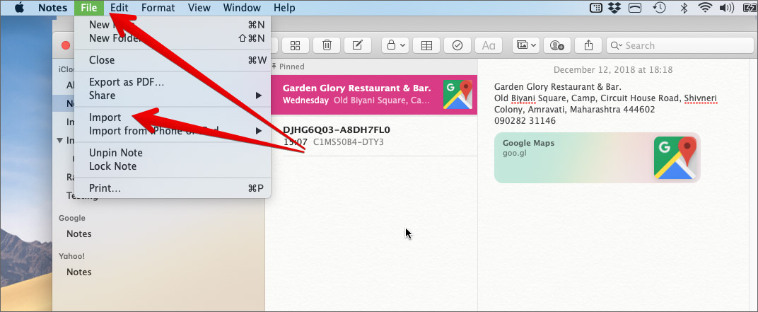 Import a Notes on Mac