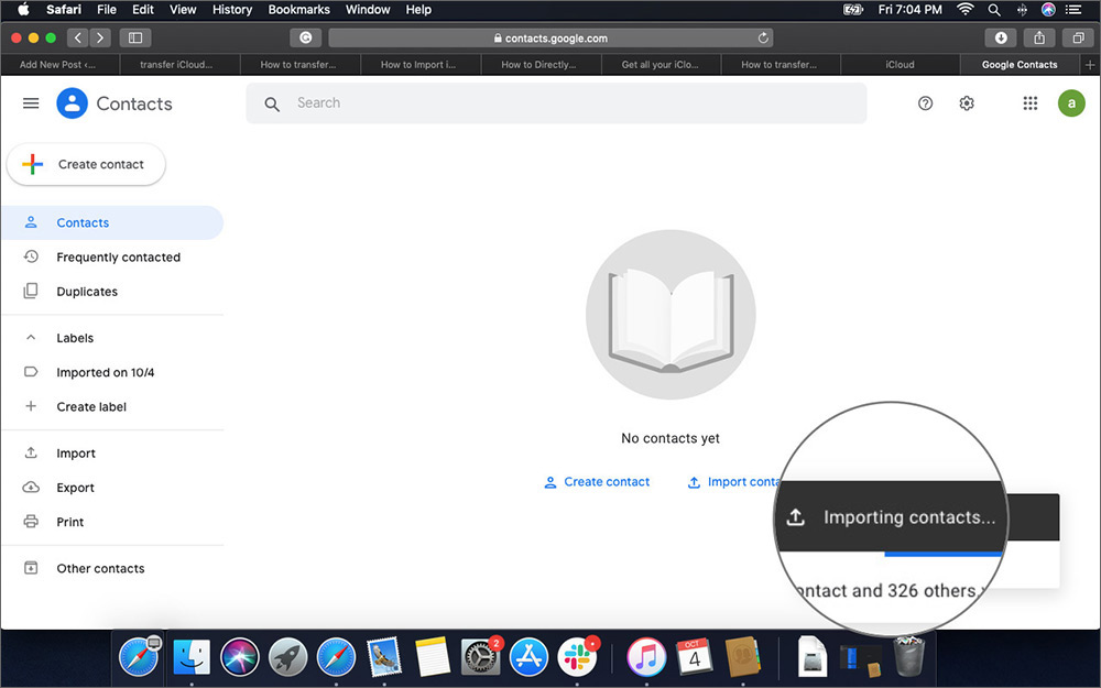 Importing Contacts from iCloud to Google on Mac