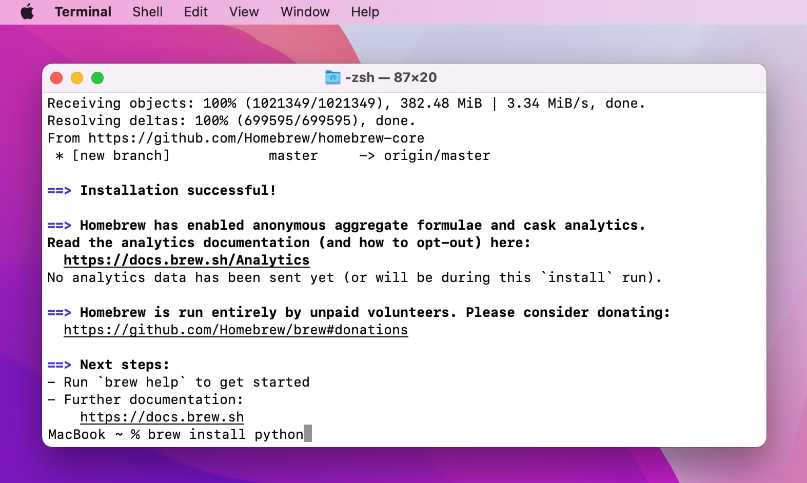 Install Python 3.9 on macOS Monterey