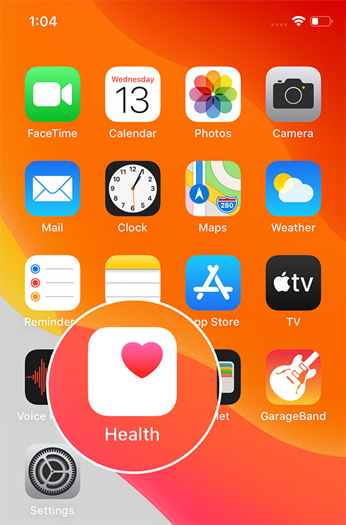 Launch Health app on iPhone