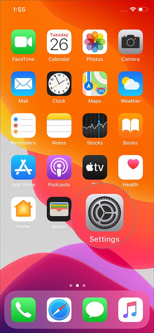 Launch Settings App on your iPhone