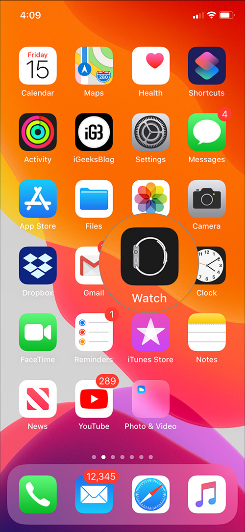 Launch Watch app on your iPhone