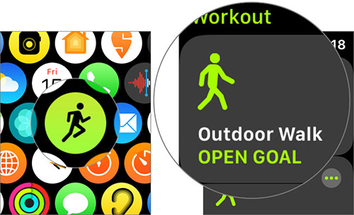 Launch Workout app and tap on Outdoor Walk on Apple Watch