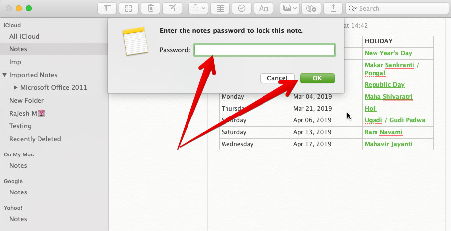 Lock Note on Mac
