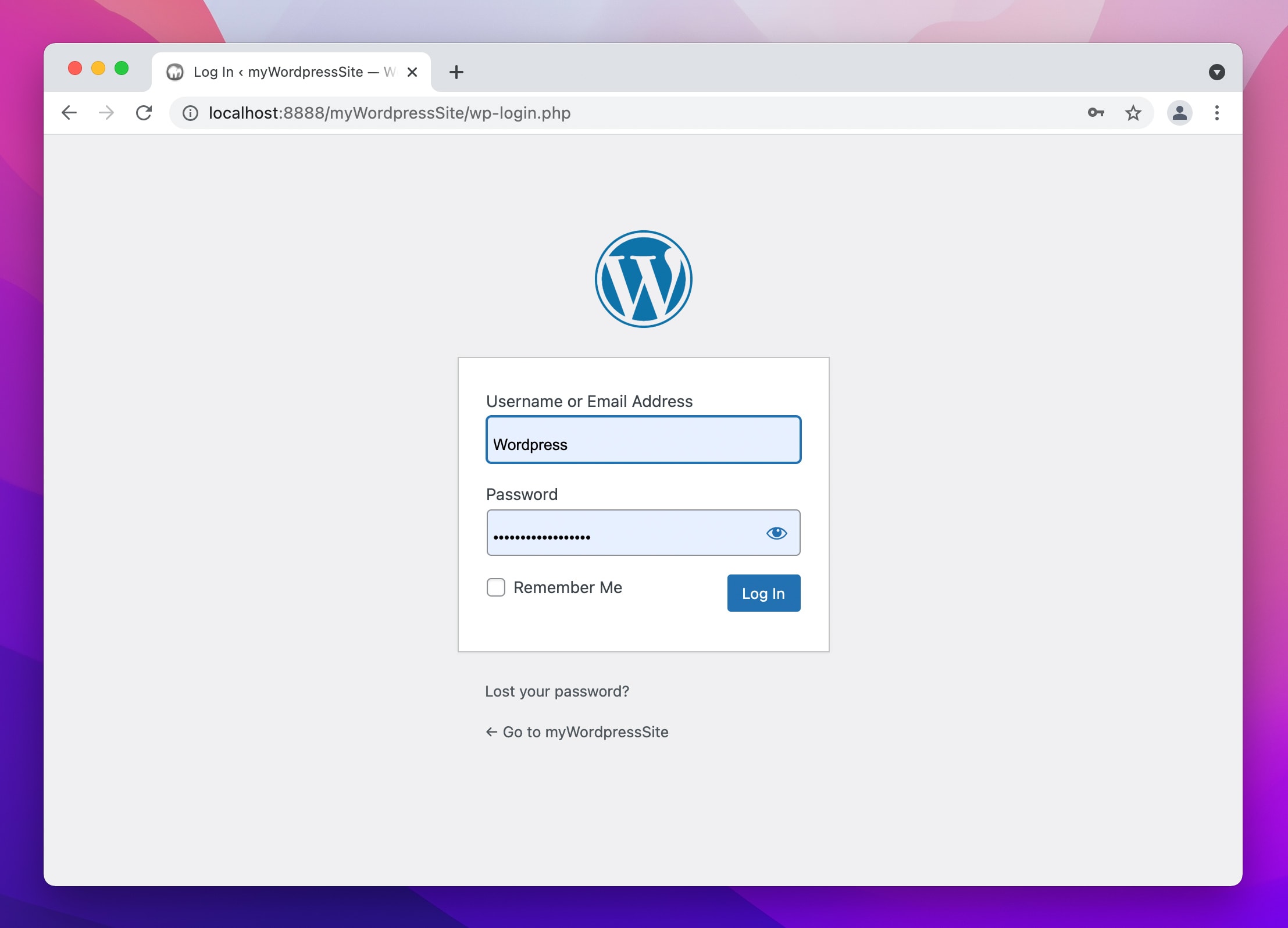 Login your WordPress Page