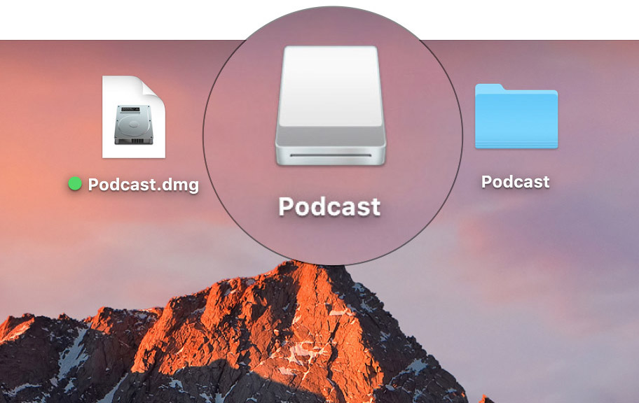 Mounted disk image of your folder on Mac