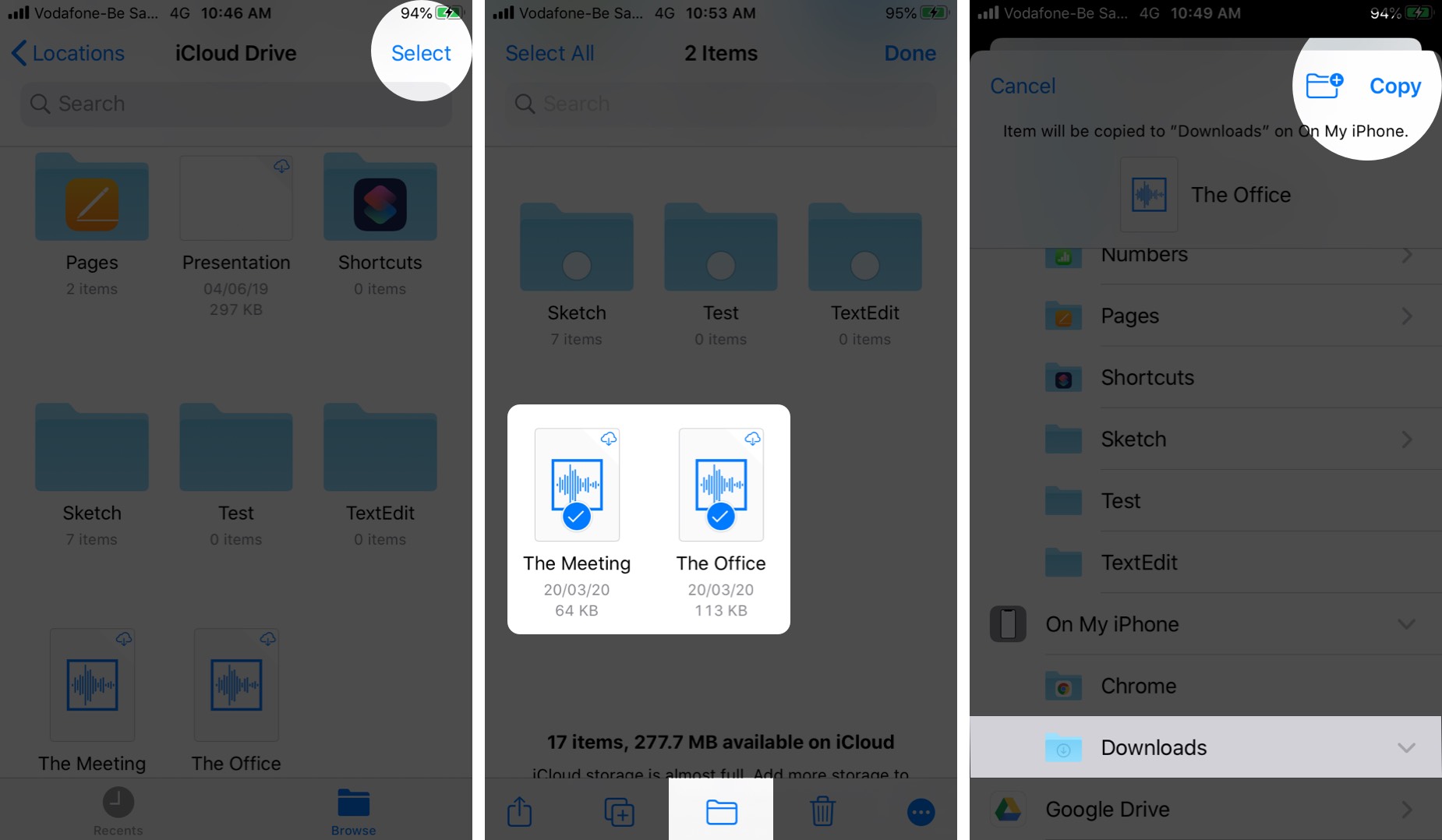Move Multiple Docs Manually in Files App
