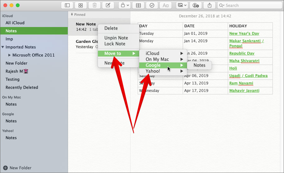 Move a note out of iCloud on Mac