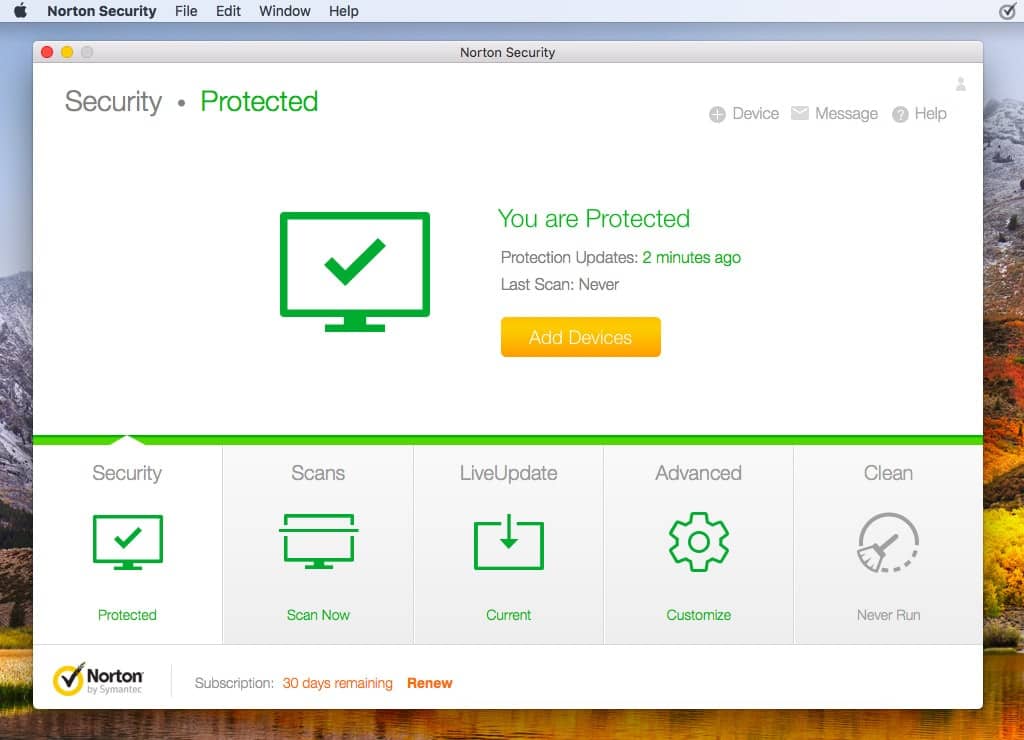 Norton Security on macOS High Sierra