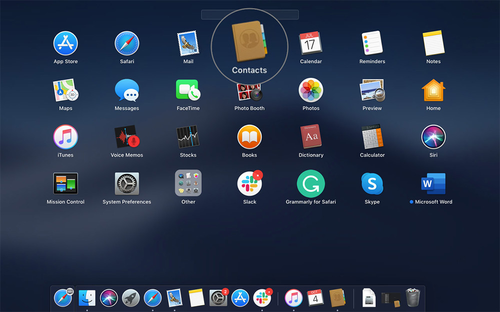 Open Contacts App on Mac