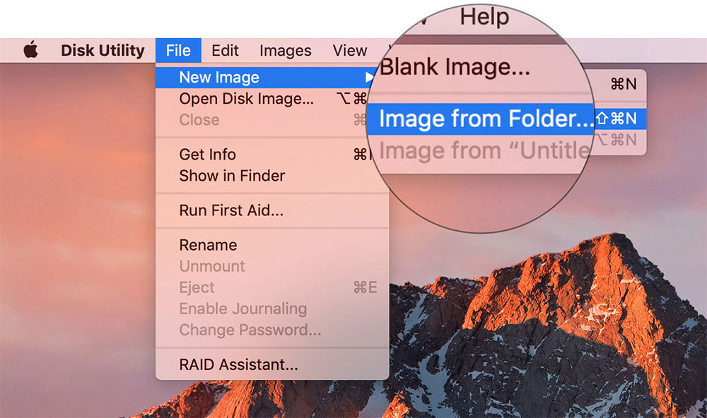 Open Image from Folder in Disk Utility File Manu on Mac