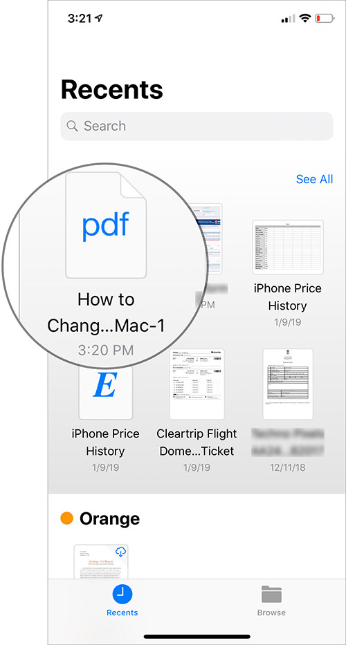 Open PDF file which password you want to remove on iPhone