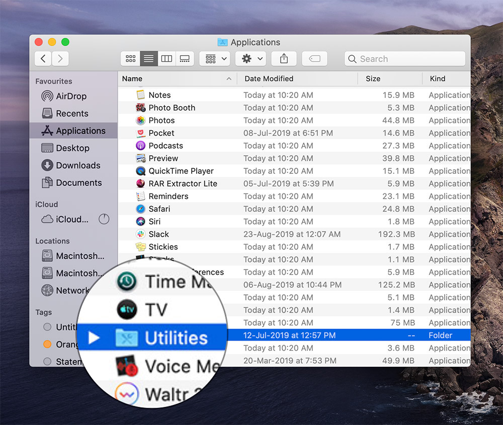 Open Utilities App on Mac