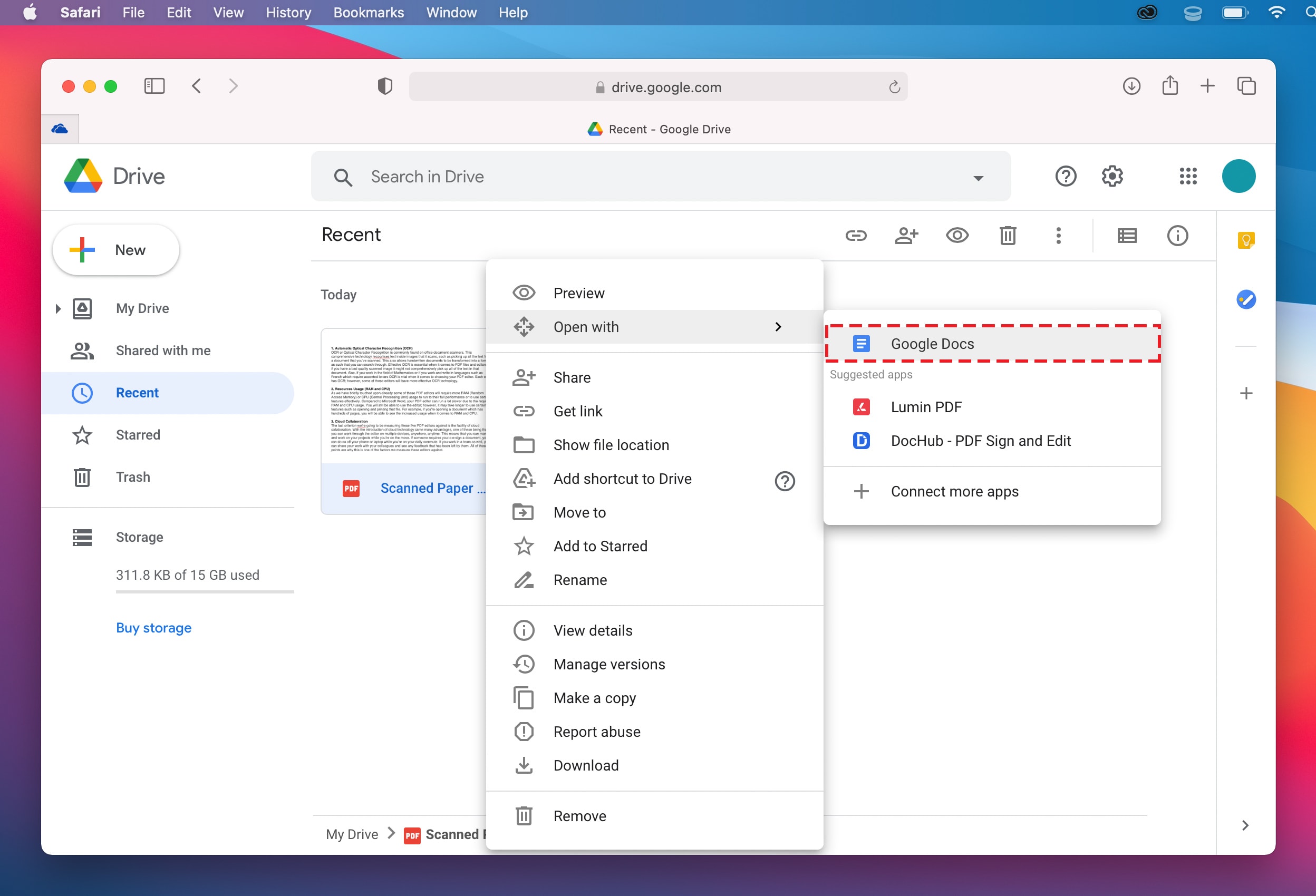 Open your PDF File with Google Docs