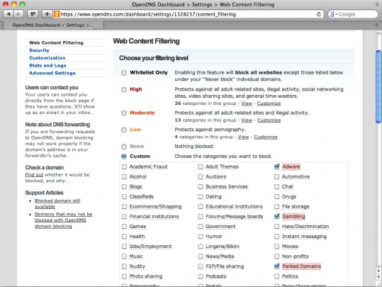 OpenDNS Dashboard