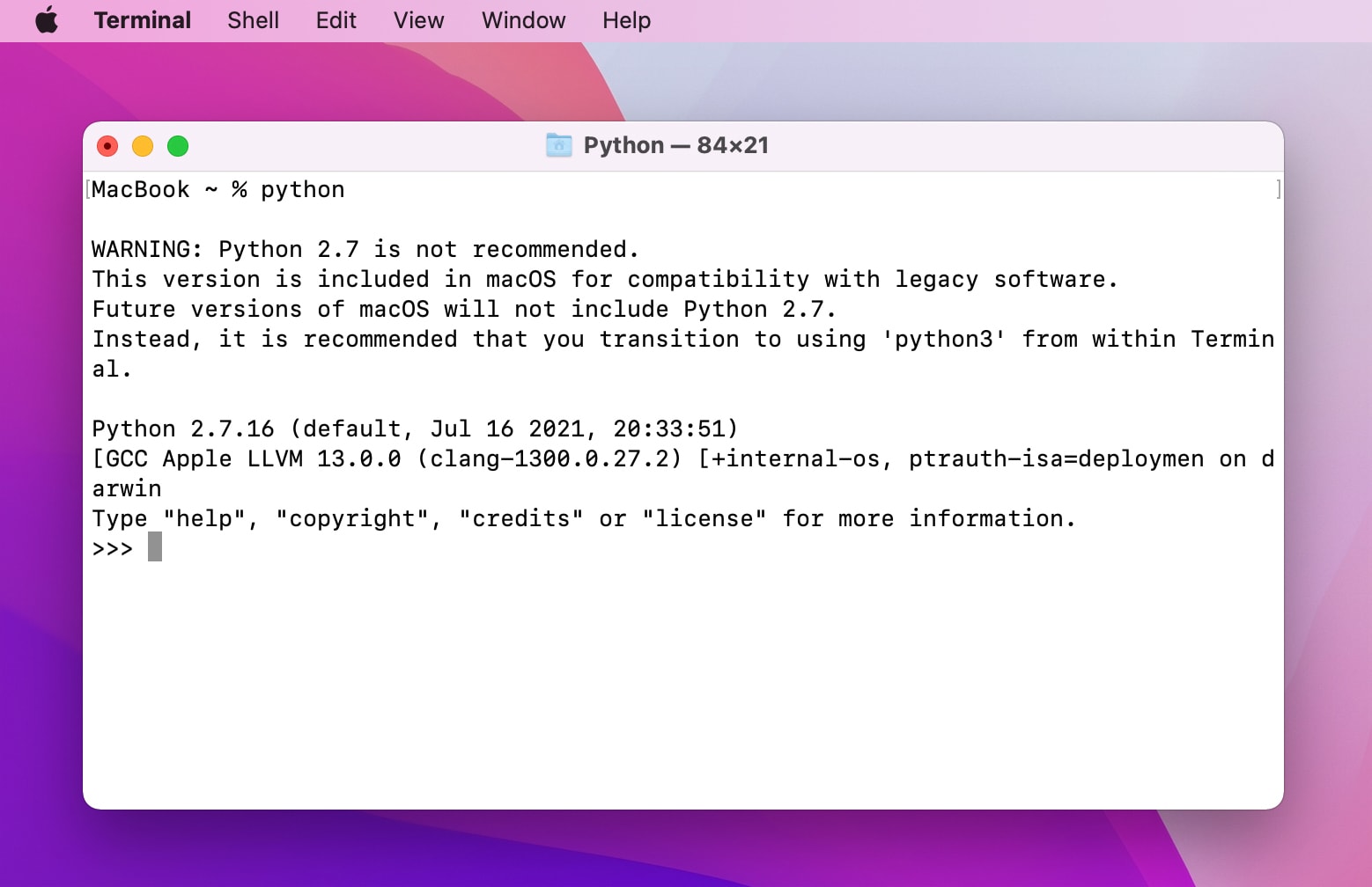 Python 2.7 on Mac