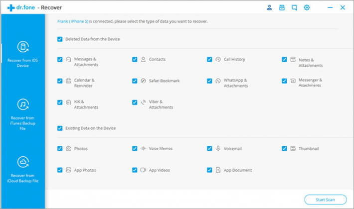 Recover Selective iPhone Apps and Data using dr.fone Software