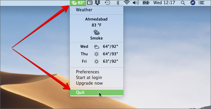 Remove Weather Forecast in Mac Menu Bar