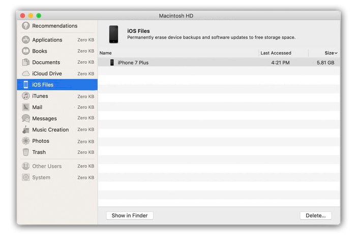 Remove old iOS Files on Mac
