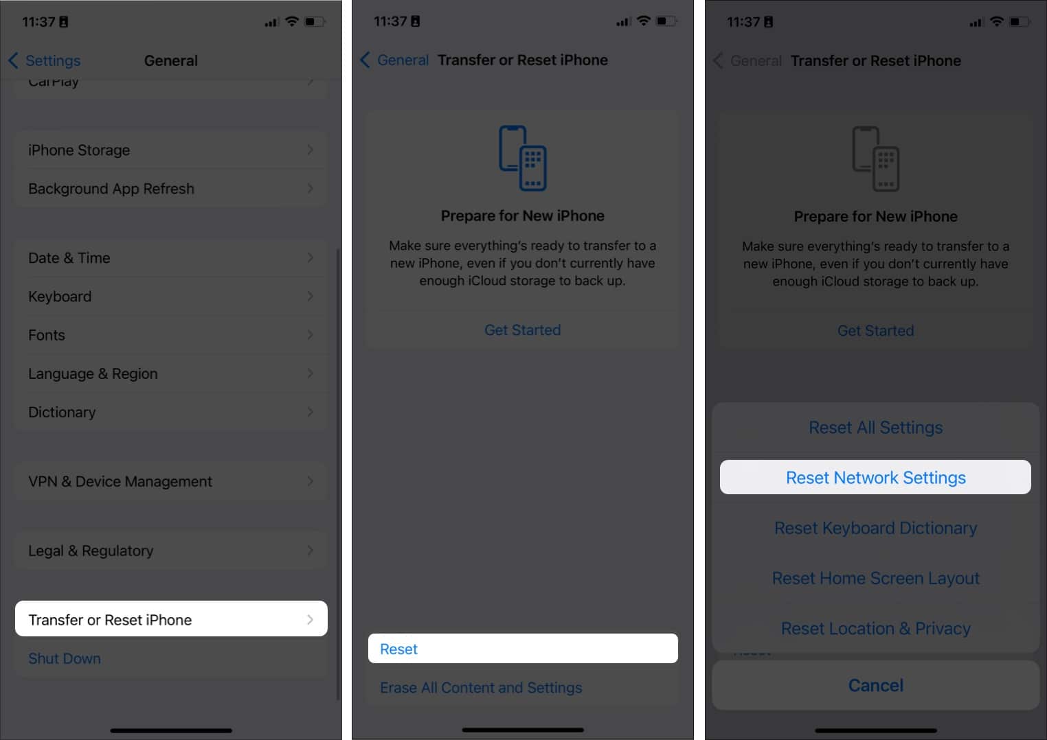 Reset Network Settings