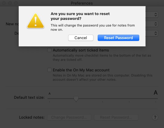 Reset your Notes Password on Mac