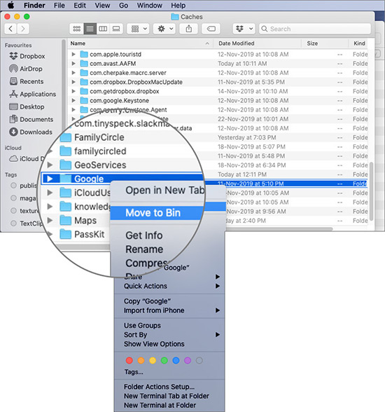 Right Click on App and Select Move to Bin on Mac