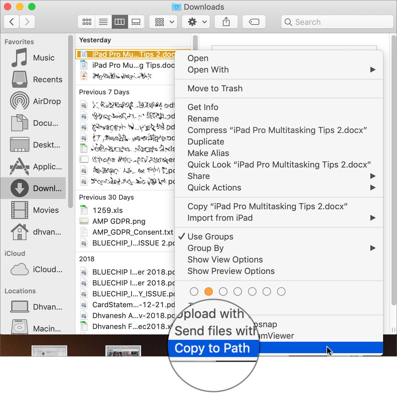 Right Click on File and Click Copy the path option in Mac Finder App