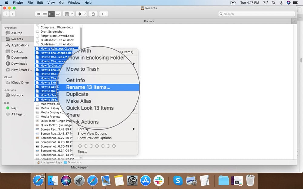 Right Click to Rename Multiple Files on Mac