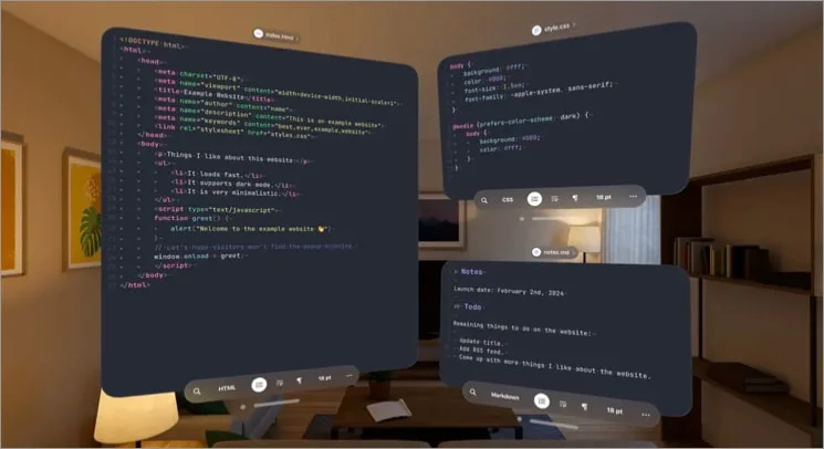 Runestone Text Editor app for vision pro