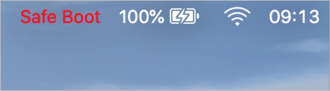 Safe Boot text from login screen