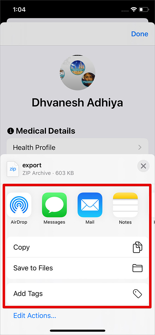 Save Health Data in File App on iPhone