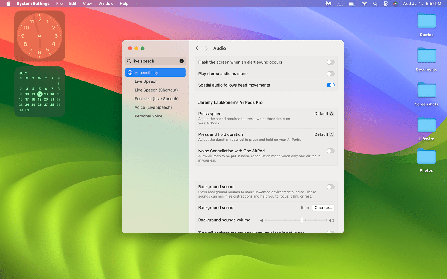 Audio accessibility options in macOS Sonoma